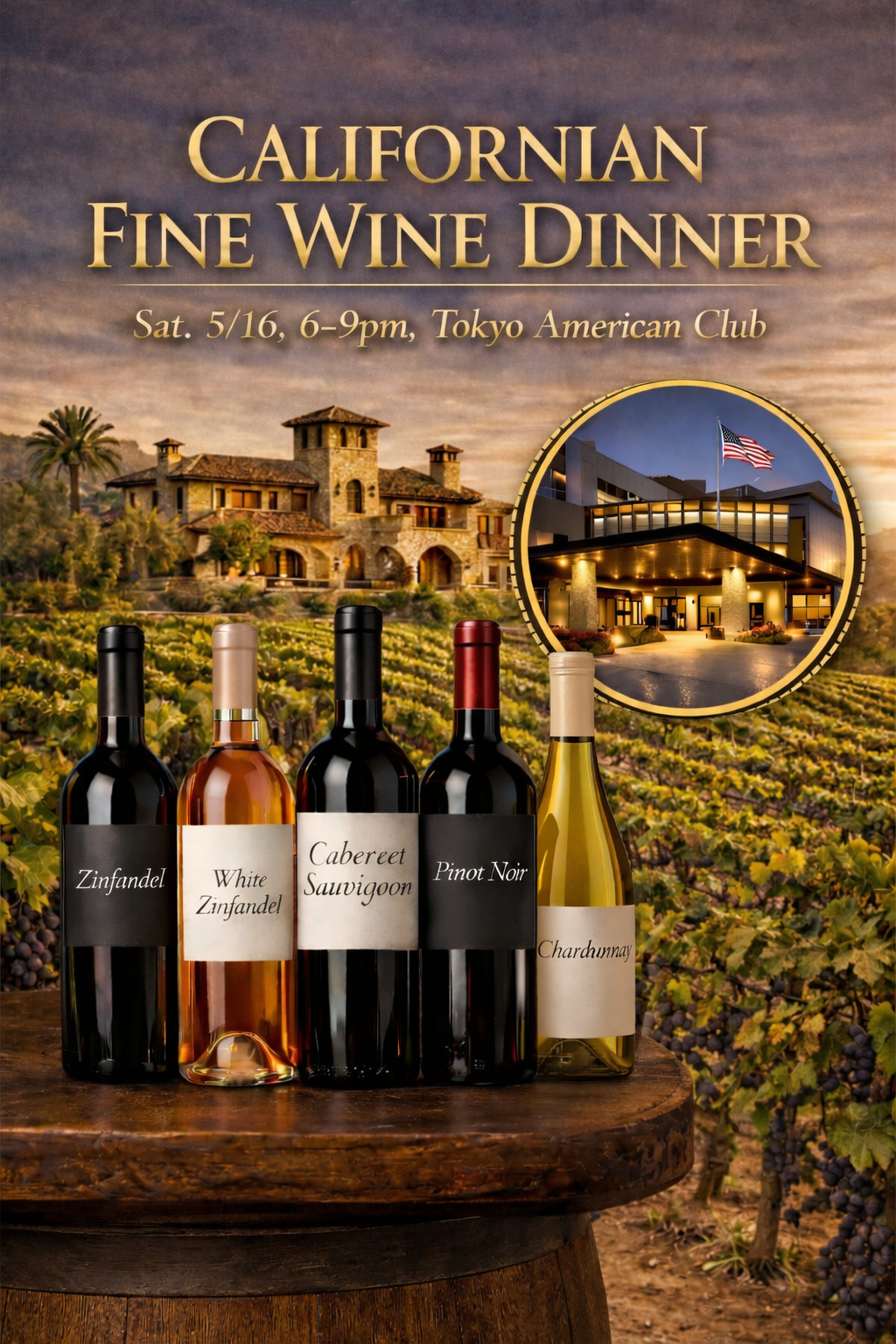 5/16 premium California wine dinner at Tokyo American Club